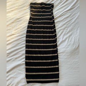 Strapless striped bandeau dress